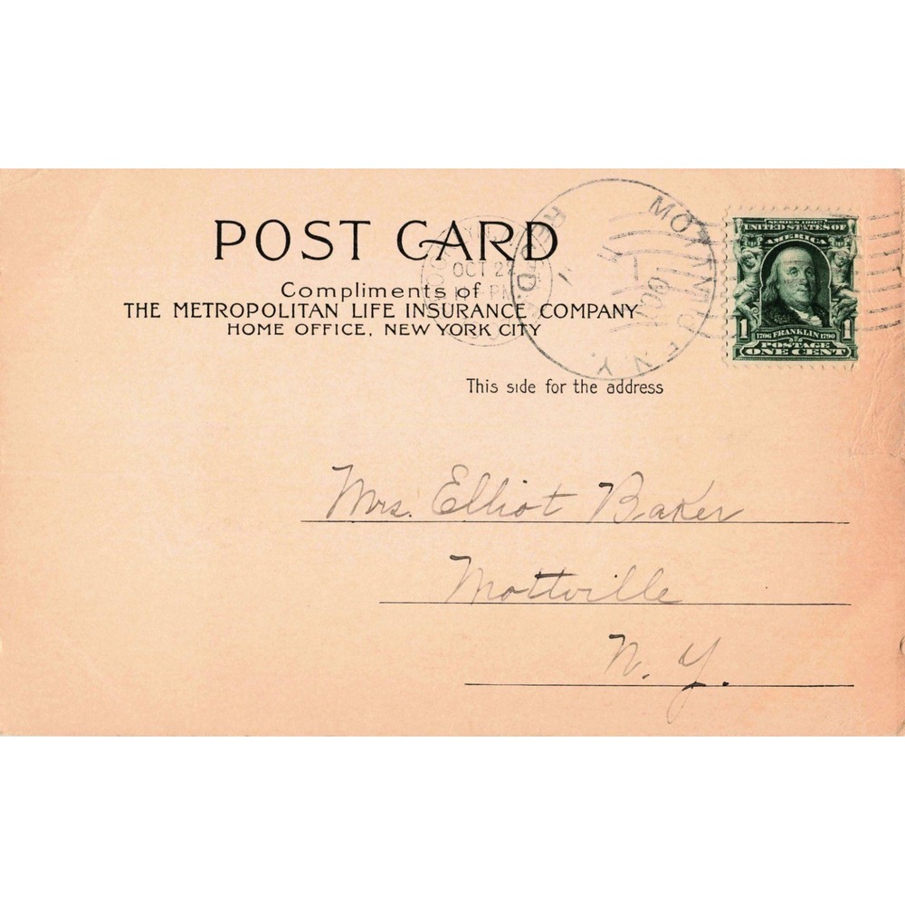 New York City NY Madison Square Metropolitan Life 1907 Antique Postcard Used - Picture 2 of 2